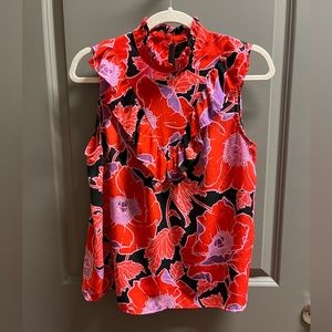 Sleeveless High Neck Ruffle Poppy Blouse Medium